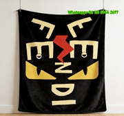 Fendi FF Monogram Abstract Face Art Flannel Sofa Throw Blanket Luxury Designer IMG_9347